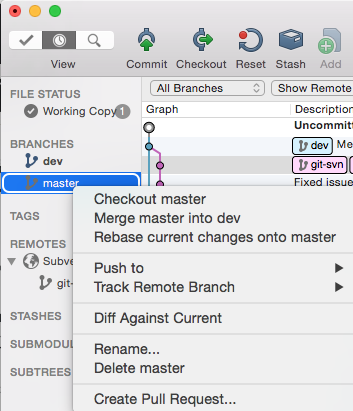 SourceTree merge branch